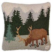 Mountain Elk Wool Throw Pillow 18x18