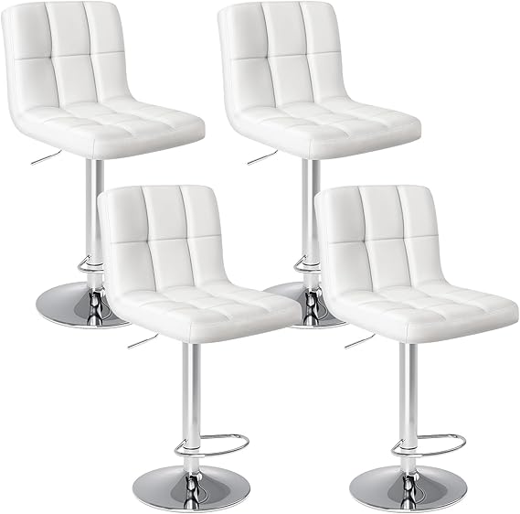 Counter Height Bar Stools Set of 4 - 24 Inch Black PU Leather