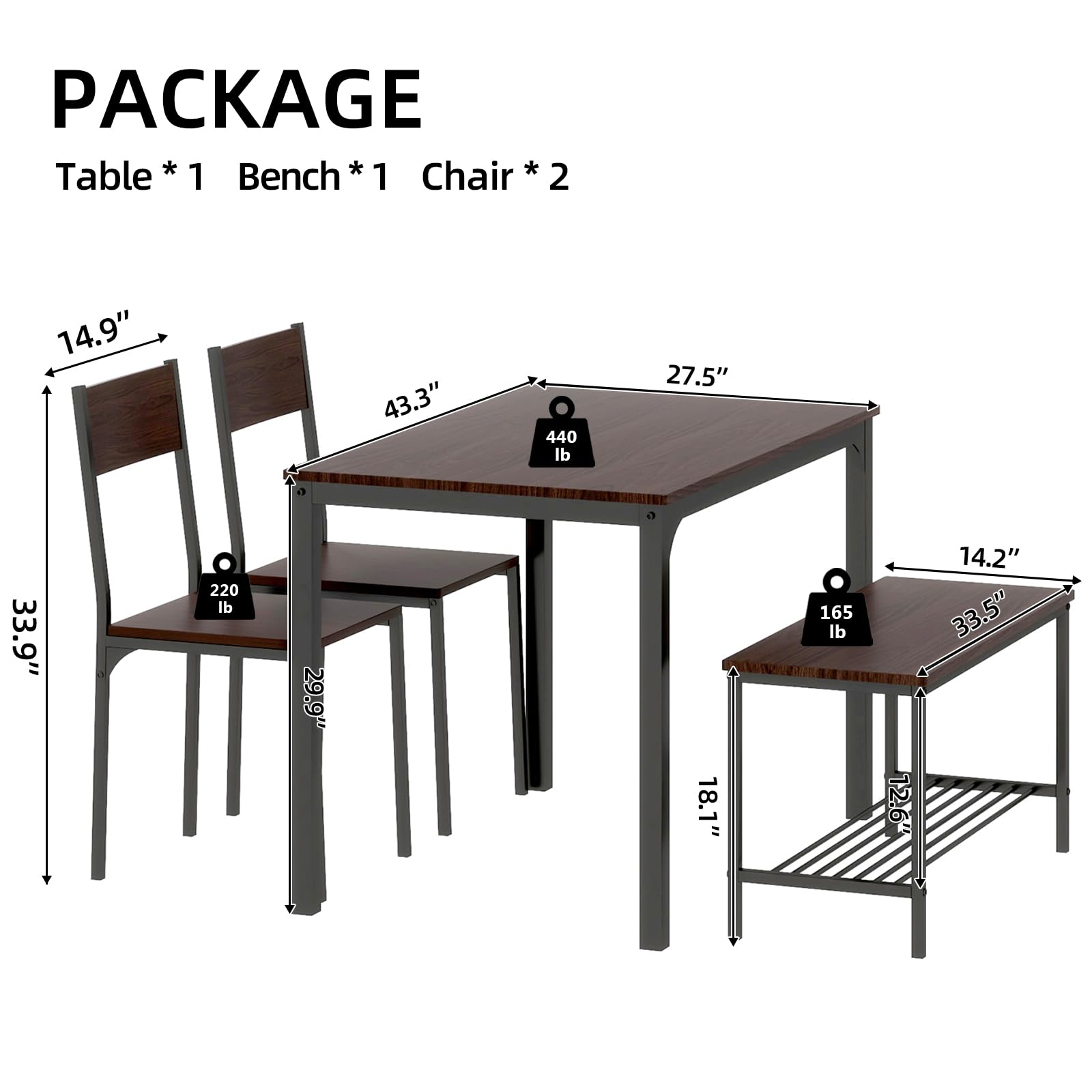 4-Piece Modern Dining Table Set