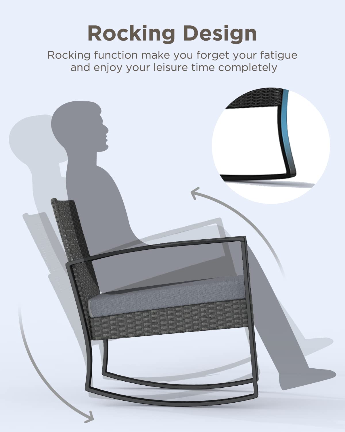 3-Piece Outdoor Rocking Bistro Set with Coffee Table