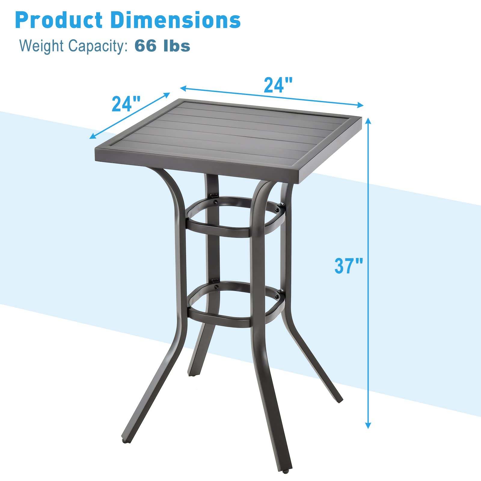 24 Inch Outdoor Bar Table with Aluminum Tabletop