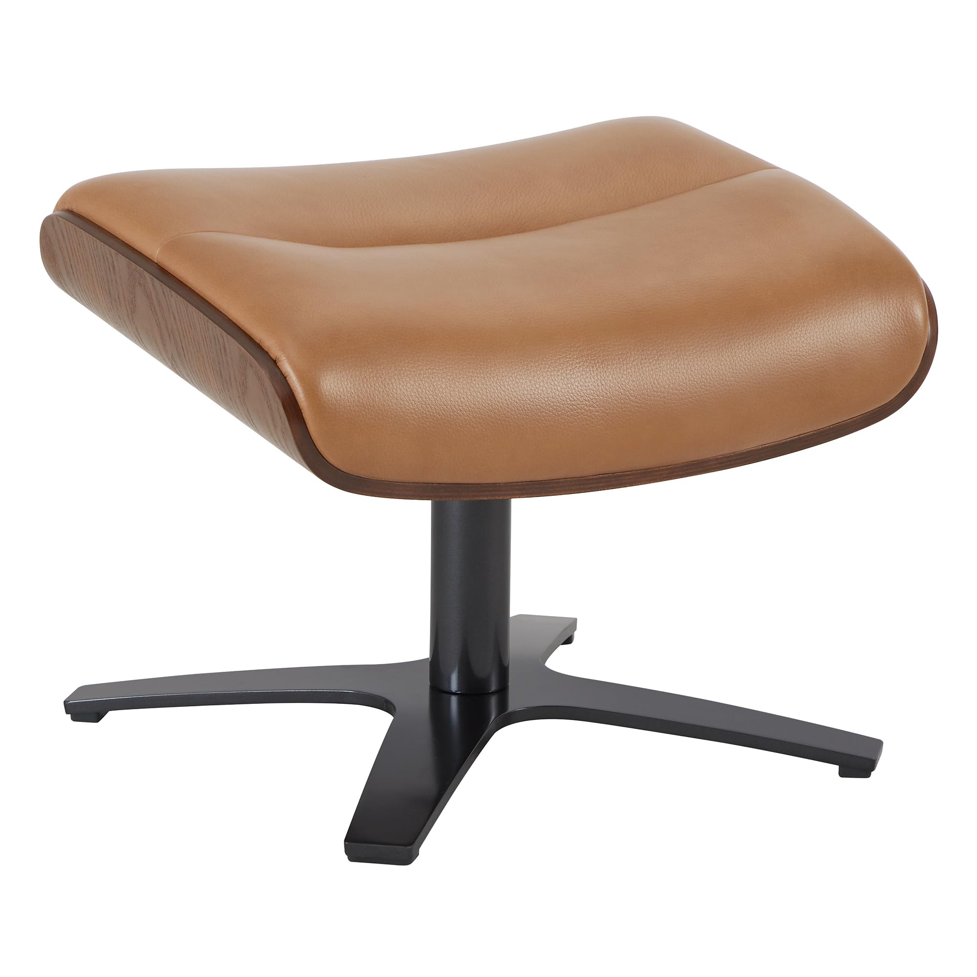 Genuine Leather Reclining Swivel Chair with Adjustable Headrest and Ottoman