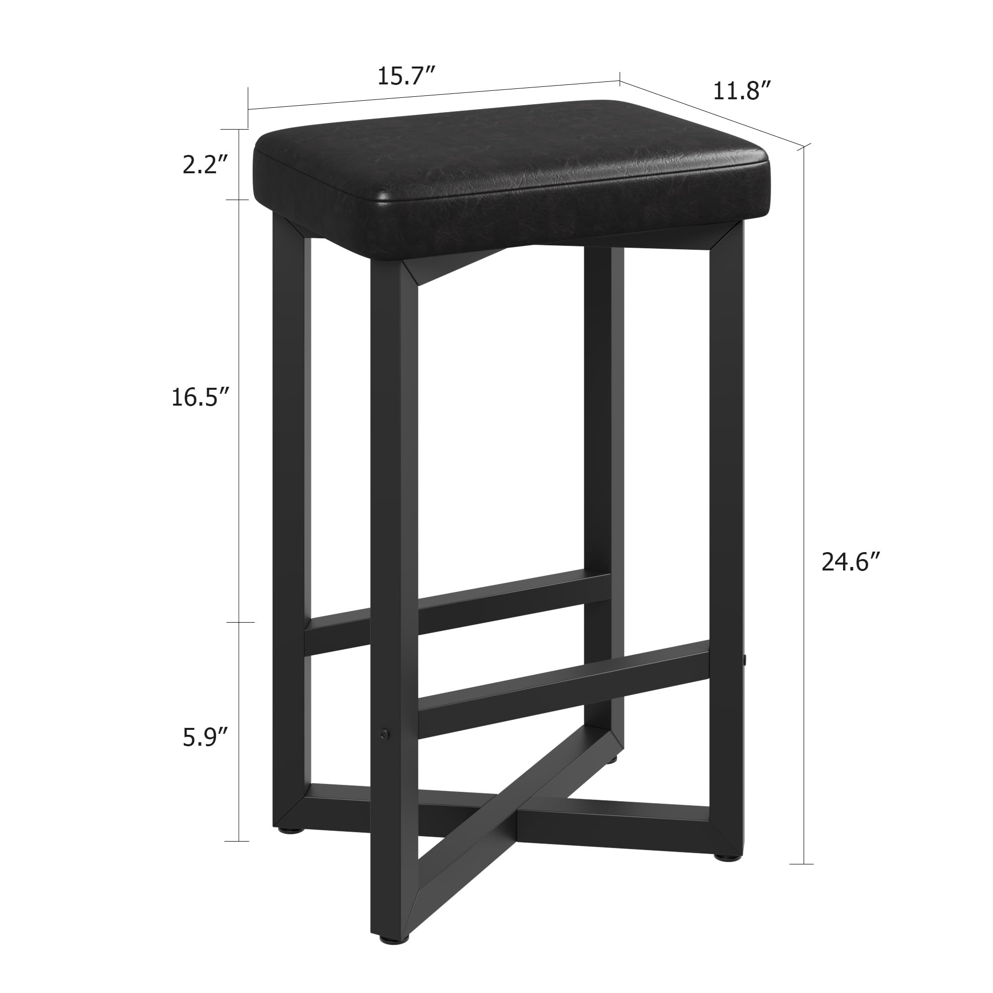 Counter Height Bar Stools Set of 4 with PU Leather Seats