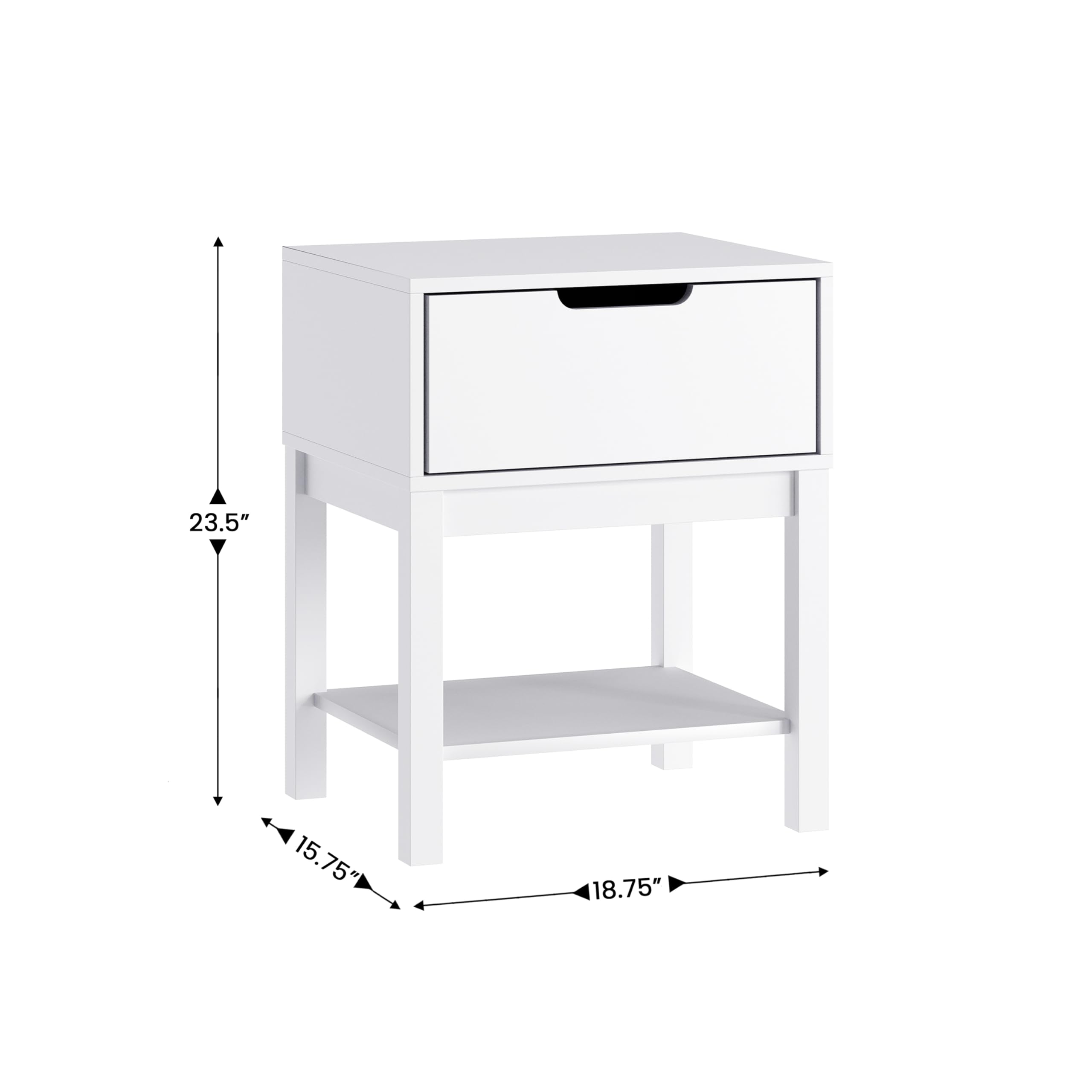 Kids Wood Nightstand with Drawer and Shelf