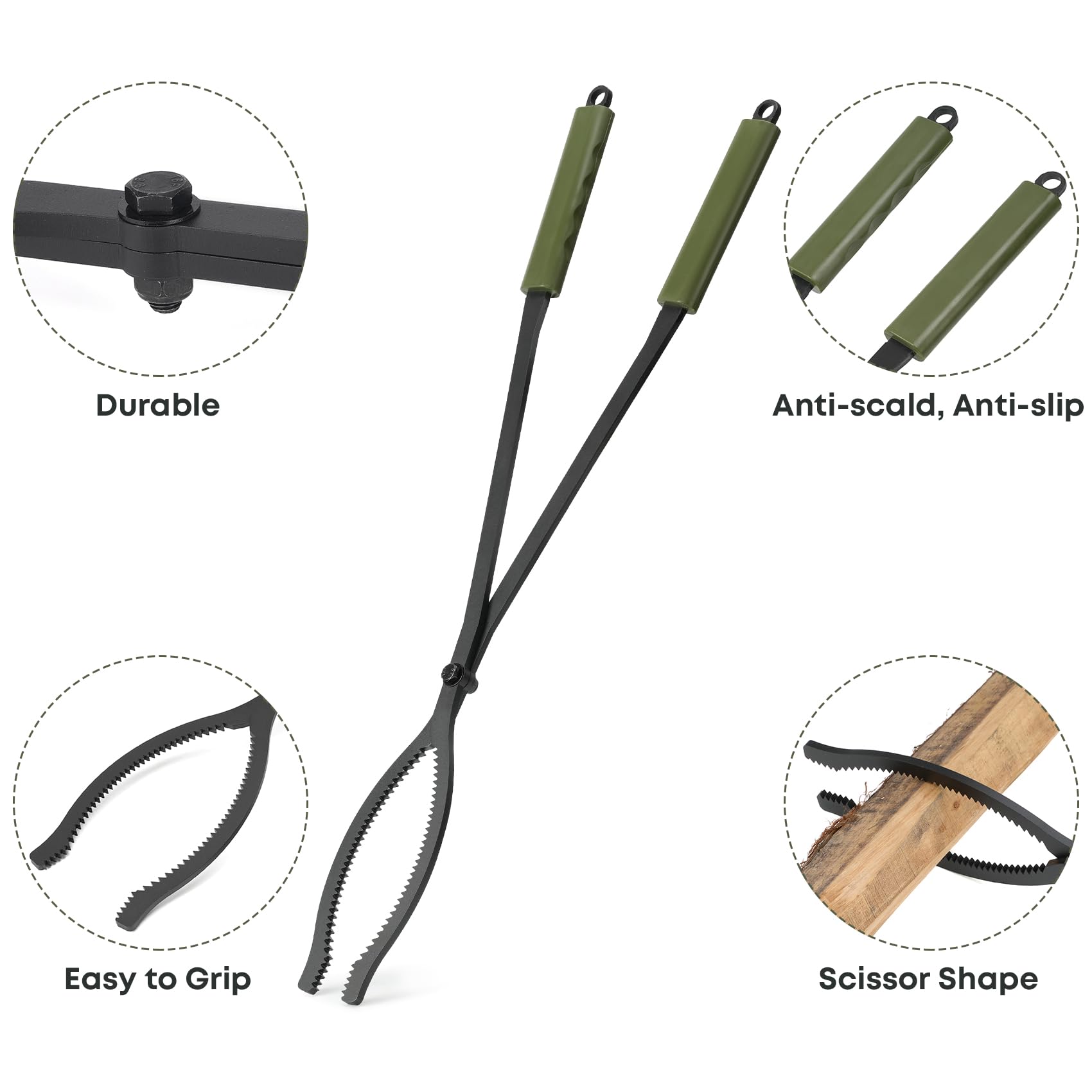 3-Piece Fire Pit Tool Set with Poker, Tongs & Shovel
