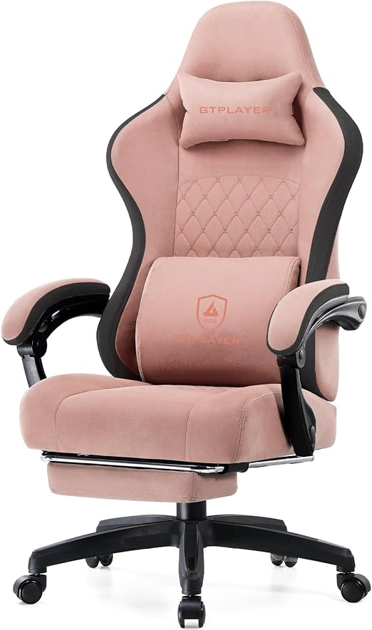 Gaming Chair with Pocket Spring Cushion and Footrest