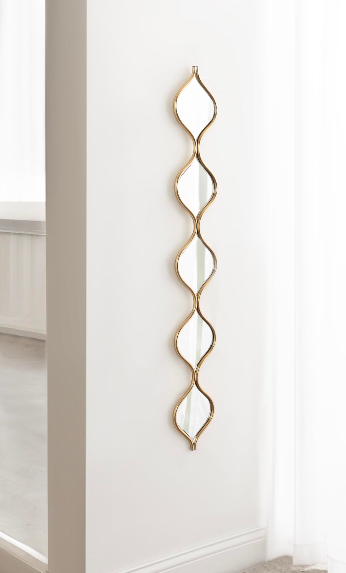 Loxi Slim Teardrop Panel Wall Mirror 7 x 42 Gold