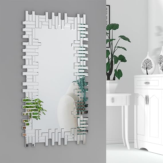 Rectangular Wall Mirror 40x28 Frameless Beveled Edge