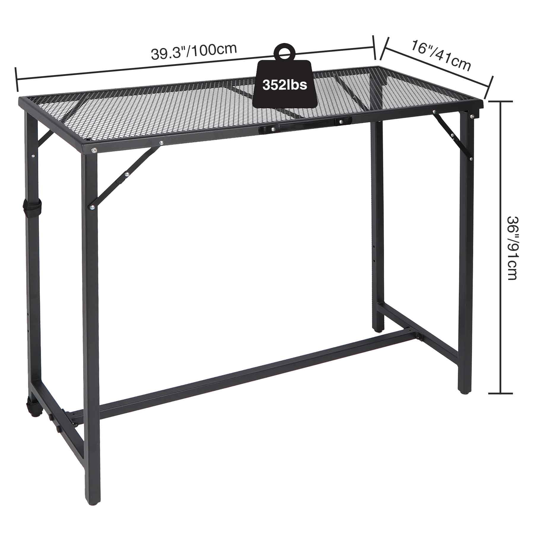 39 Inch Folding Outdoor Bar Table with Waterproof Mesh Top