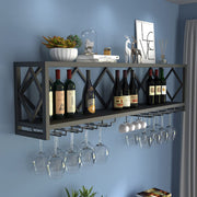 Wall Mounted Wine Rack with Glass Holder