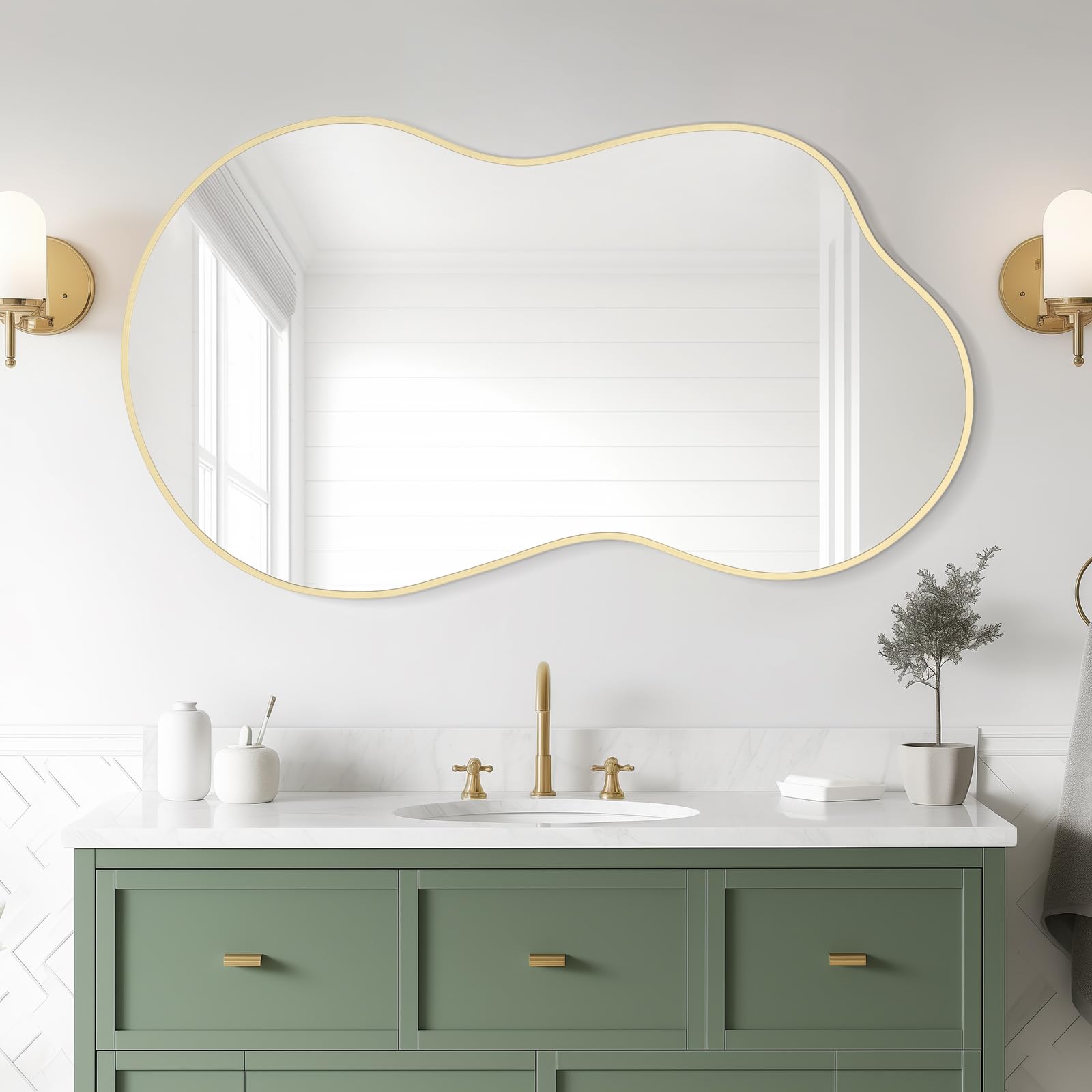 Gold Irregular Wall Mirror with Aluminum Frame