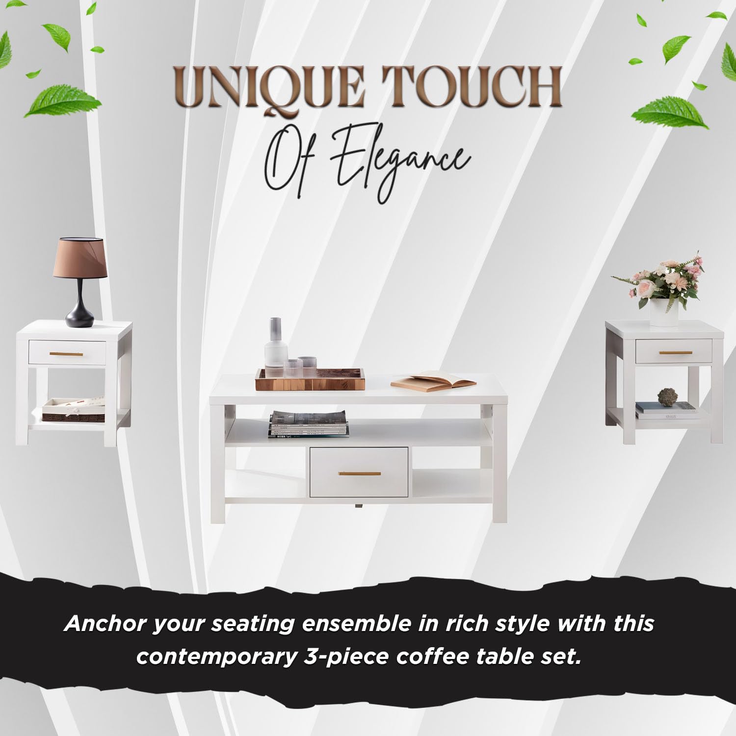 Sendero 3-Piece Occasional Table Set - White