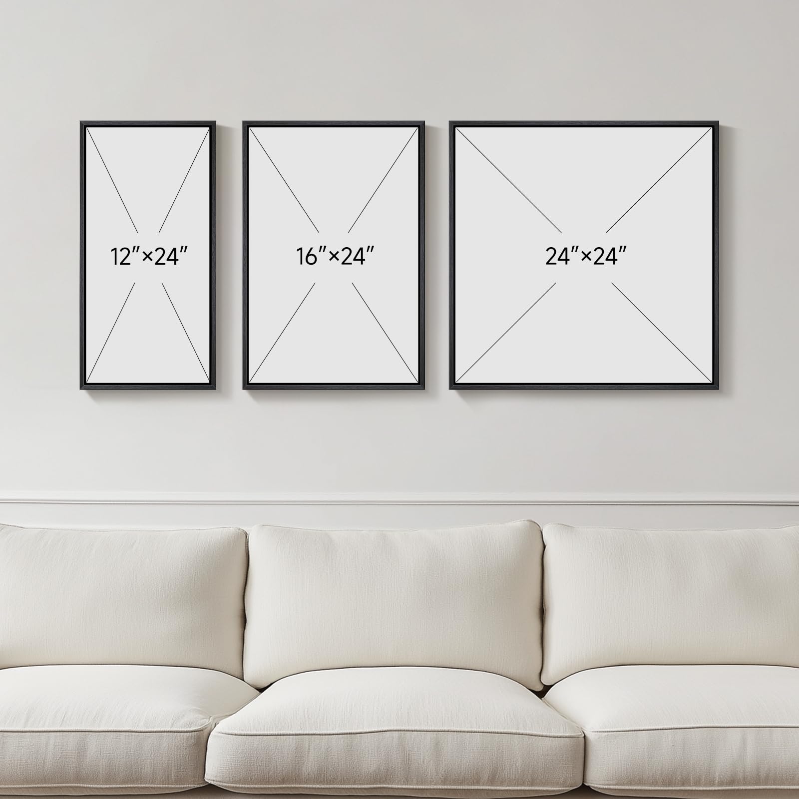 3 Piece Framed Black and White Abstract Canvas Wall Art