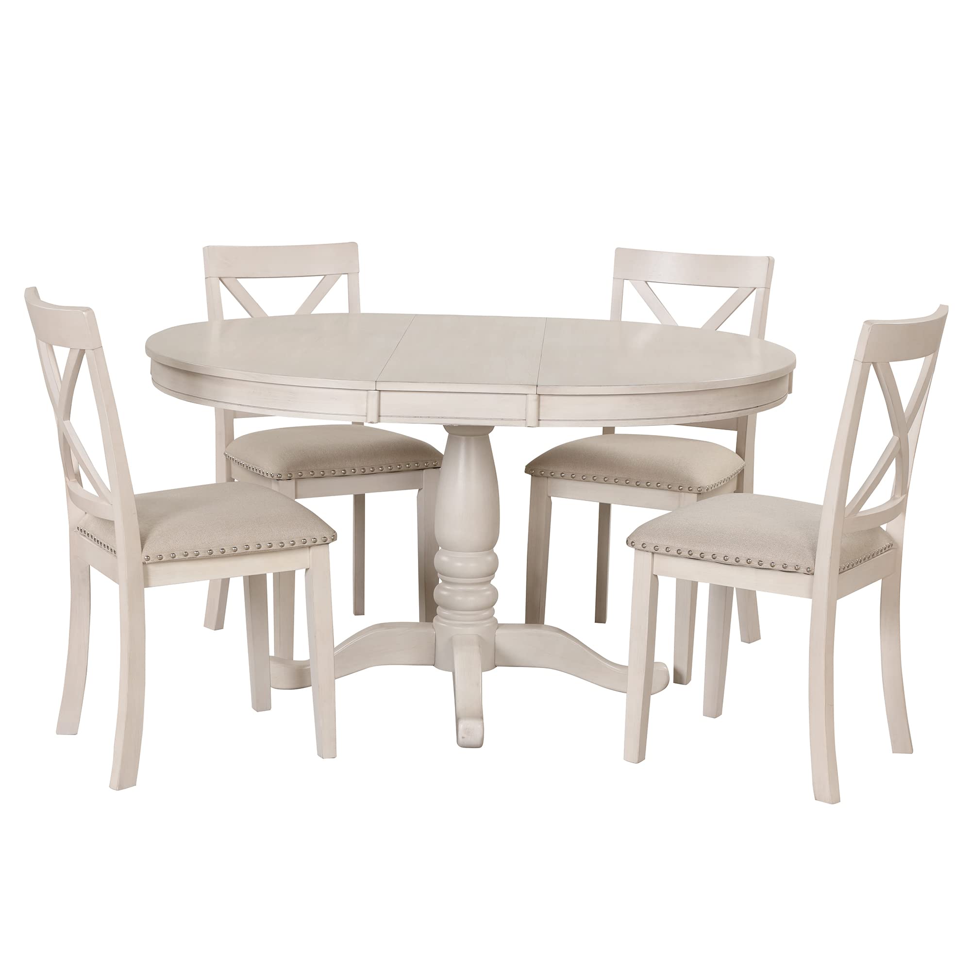 5-Piece Round Dining Table Set with 4 Chairs