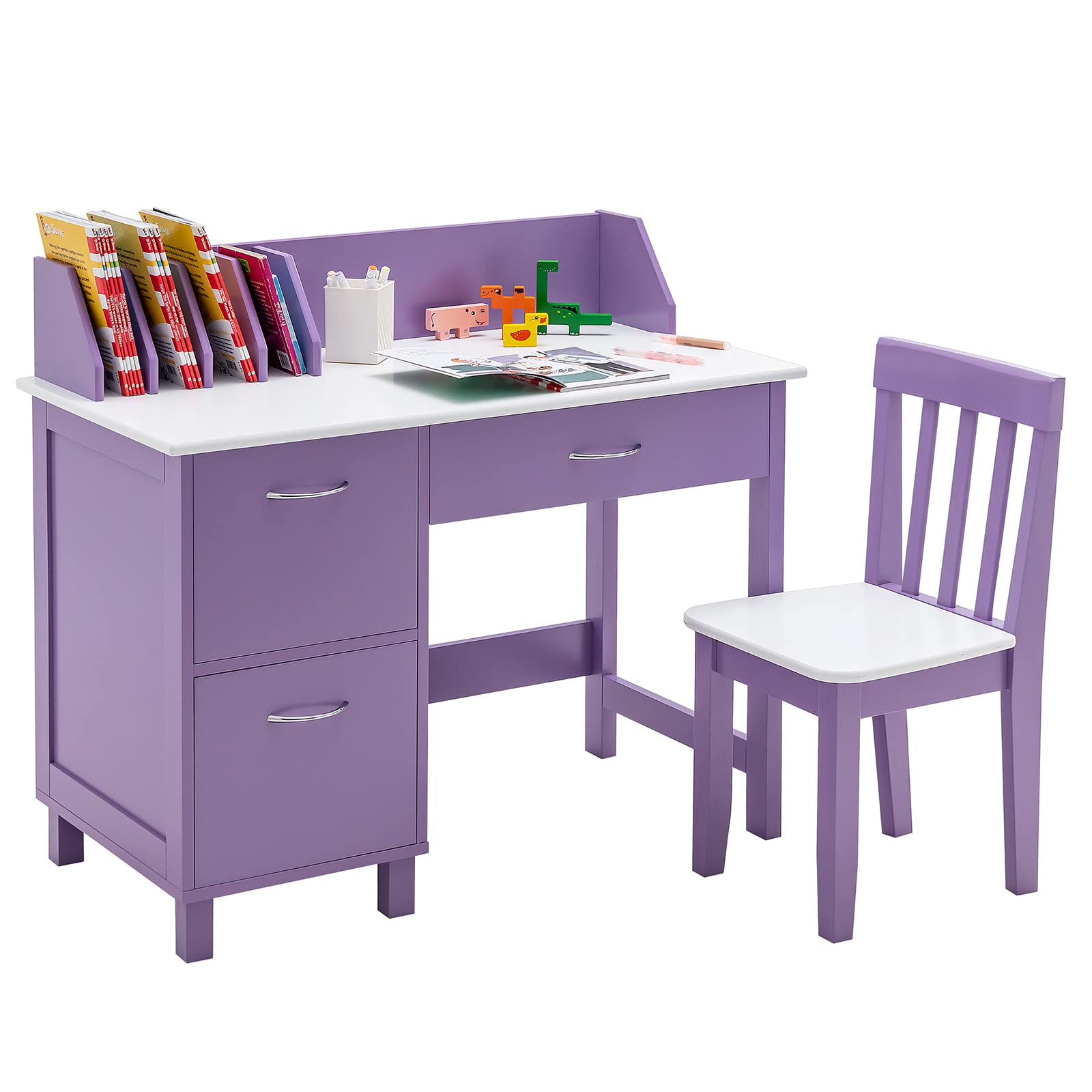 Kids Desk and Chair Set with Storage