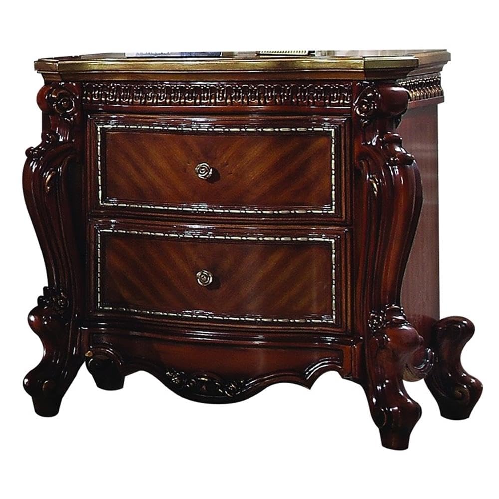 2-Drawer Wooden Nightstand Cherry Oak