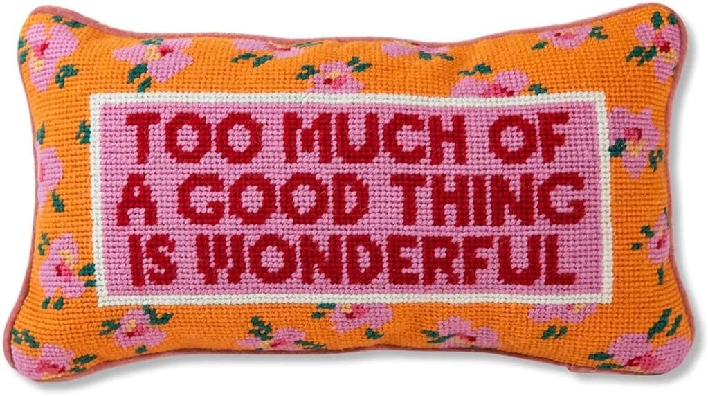 Needlepoint Decorative Throw Pillow - Coral - 8" x 14"