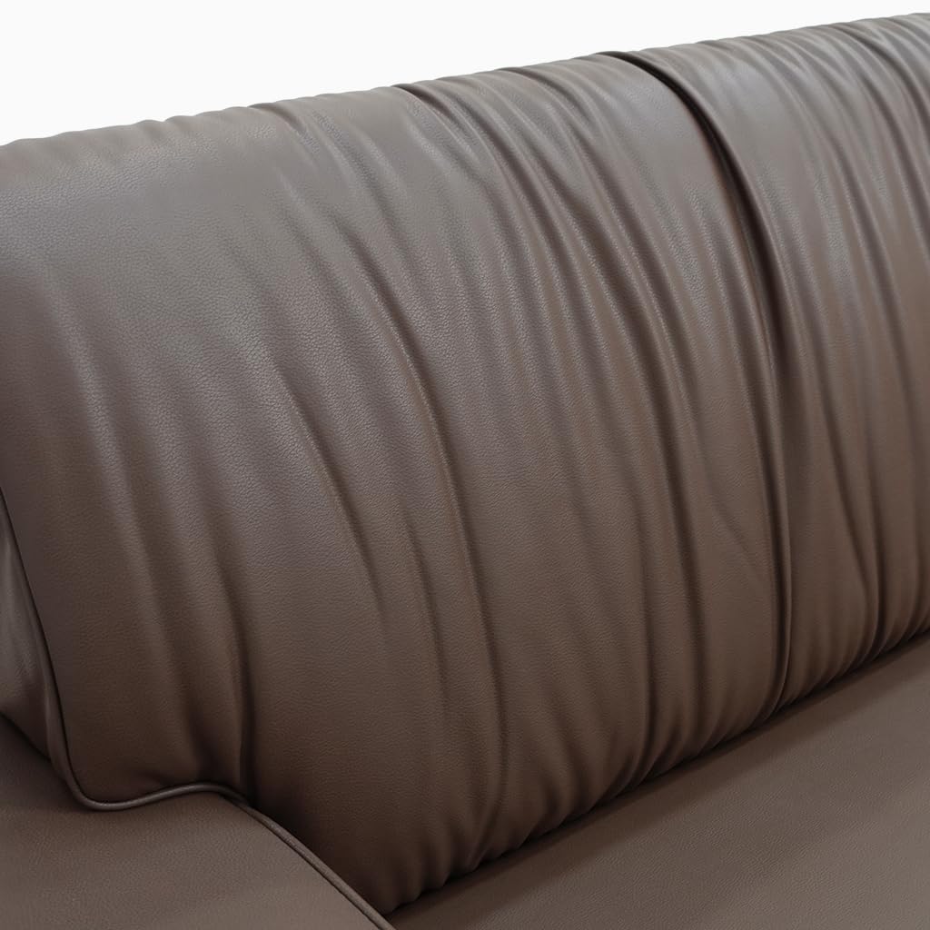 NessCarsti 86.41" Mid-Century Modern Leather 3-Seater Couch, Comfortable Sofa with Solid Wood Legs and Frame, for Living Room, Bedroom, Apartment, and Office,Brown