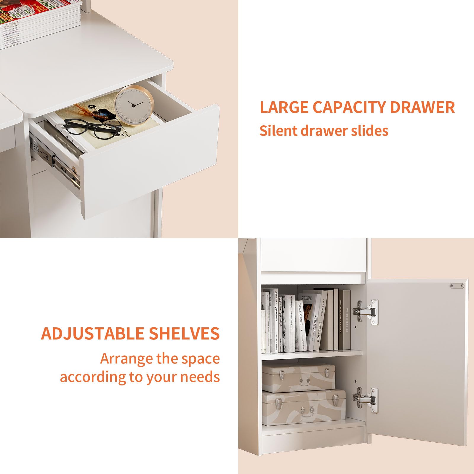 Kids Desk and Chair Set with LED Lights and Storage