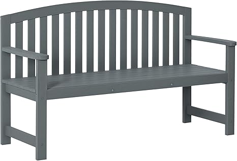 2-Seater Outdoor Wood Bench with Backrest