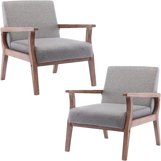 Mid-Century Modern Linen Accent Chair