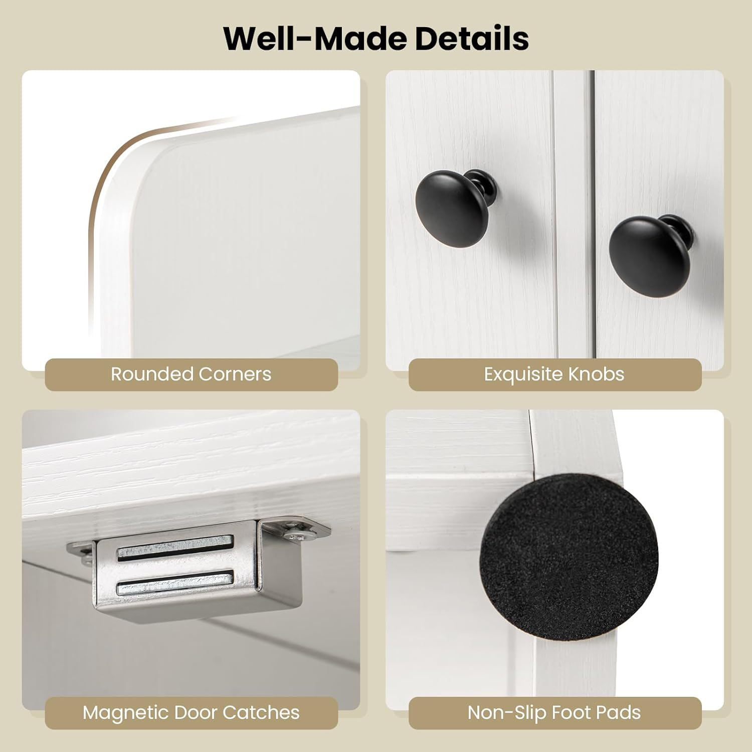 4-Tier Kids Tall Bookshelf with Doors and Open Compartments