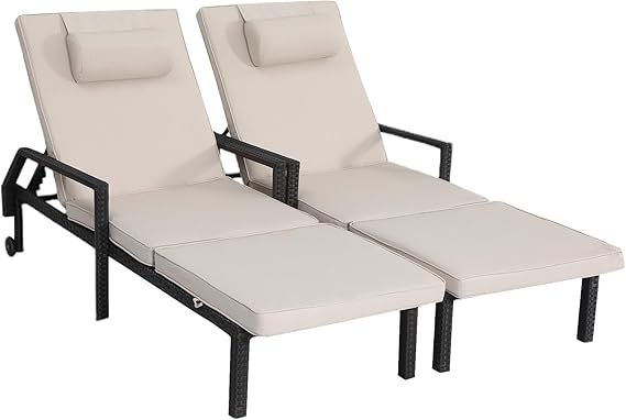 Adjustable Patio Chaise Lounge Set with Cushions