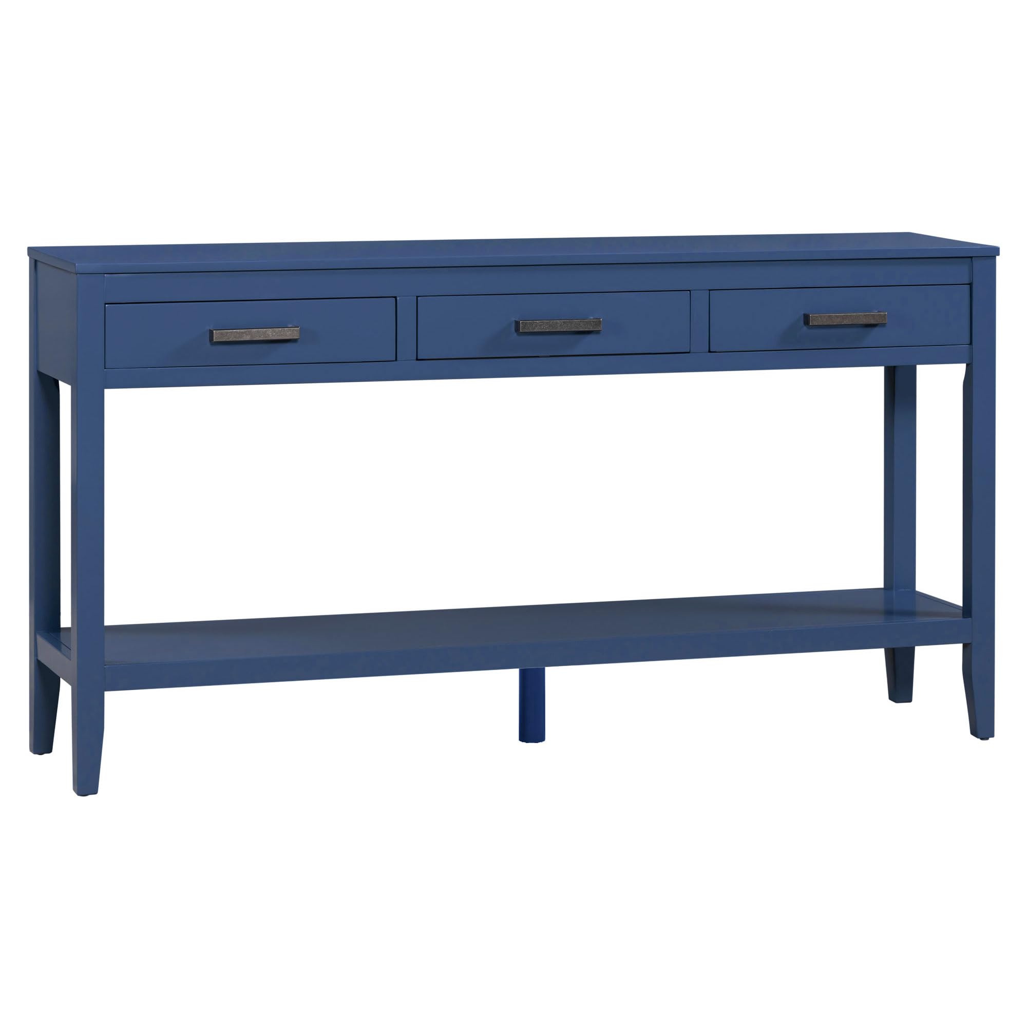 Contemporary Rectangular Console Table with Shelf and Storage Drawers