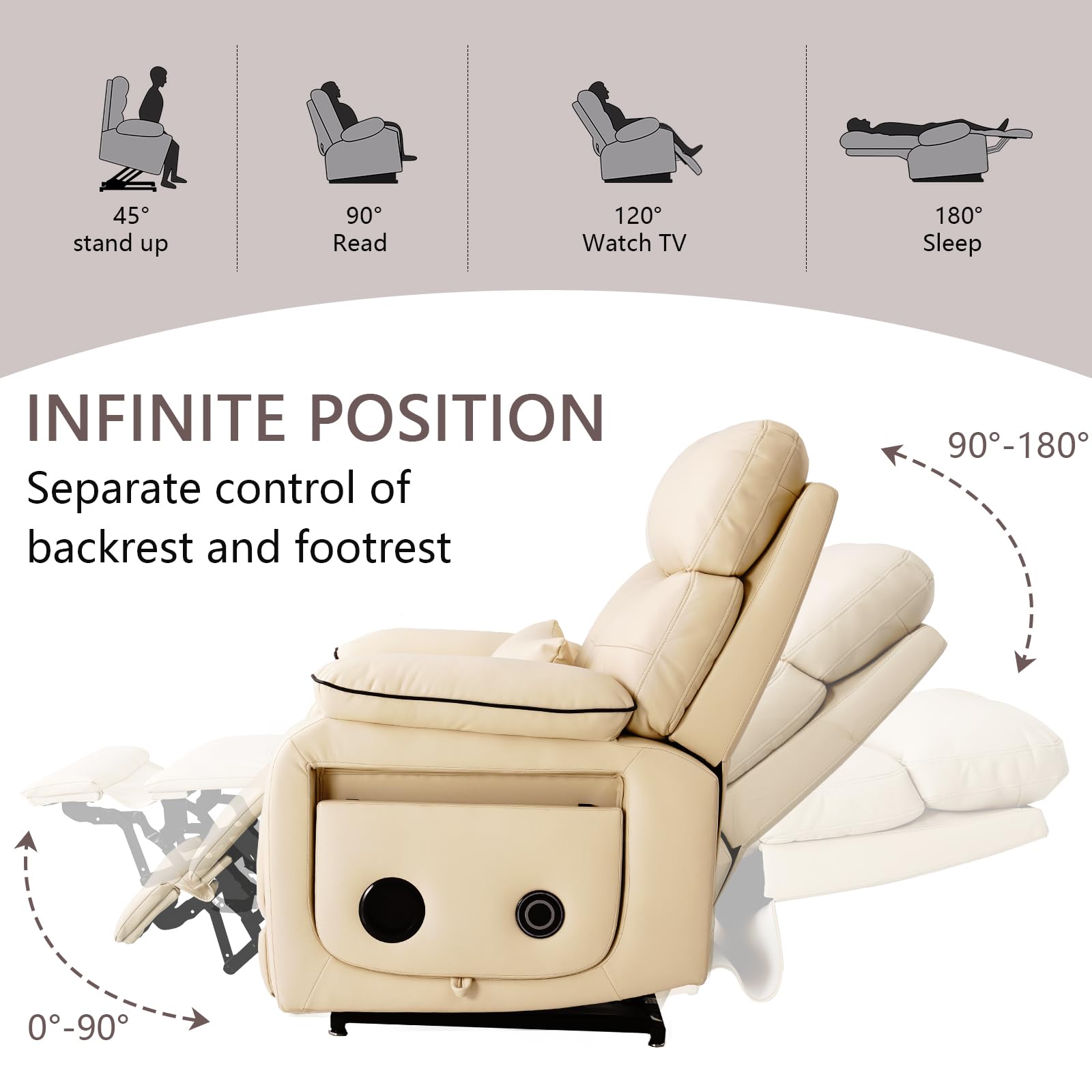 Dual Motor Infinite Position Lift Recliner with Massage and Heat