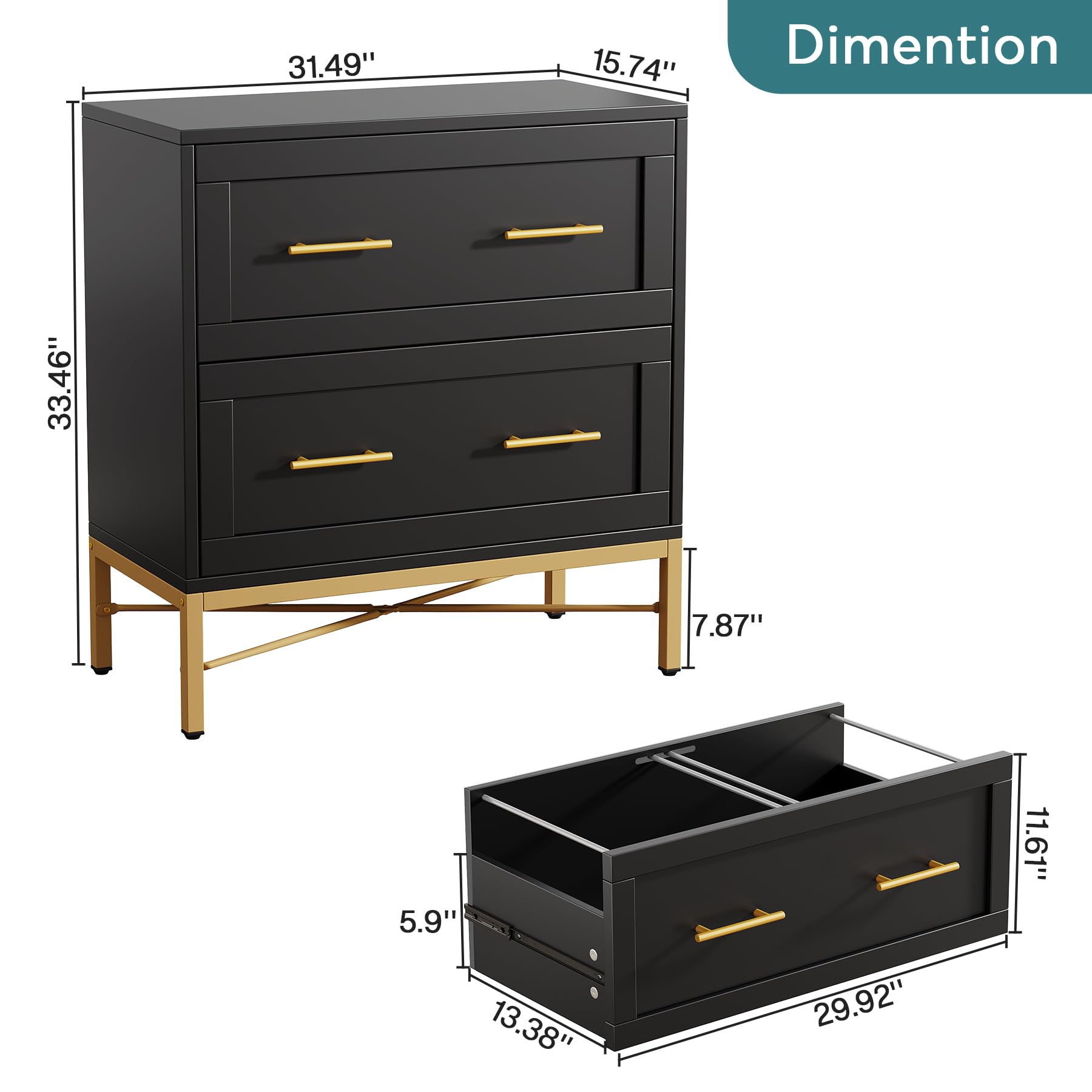 2 Drawer Lateral Filing Cabinet with Printer Stand