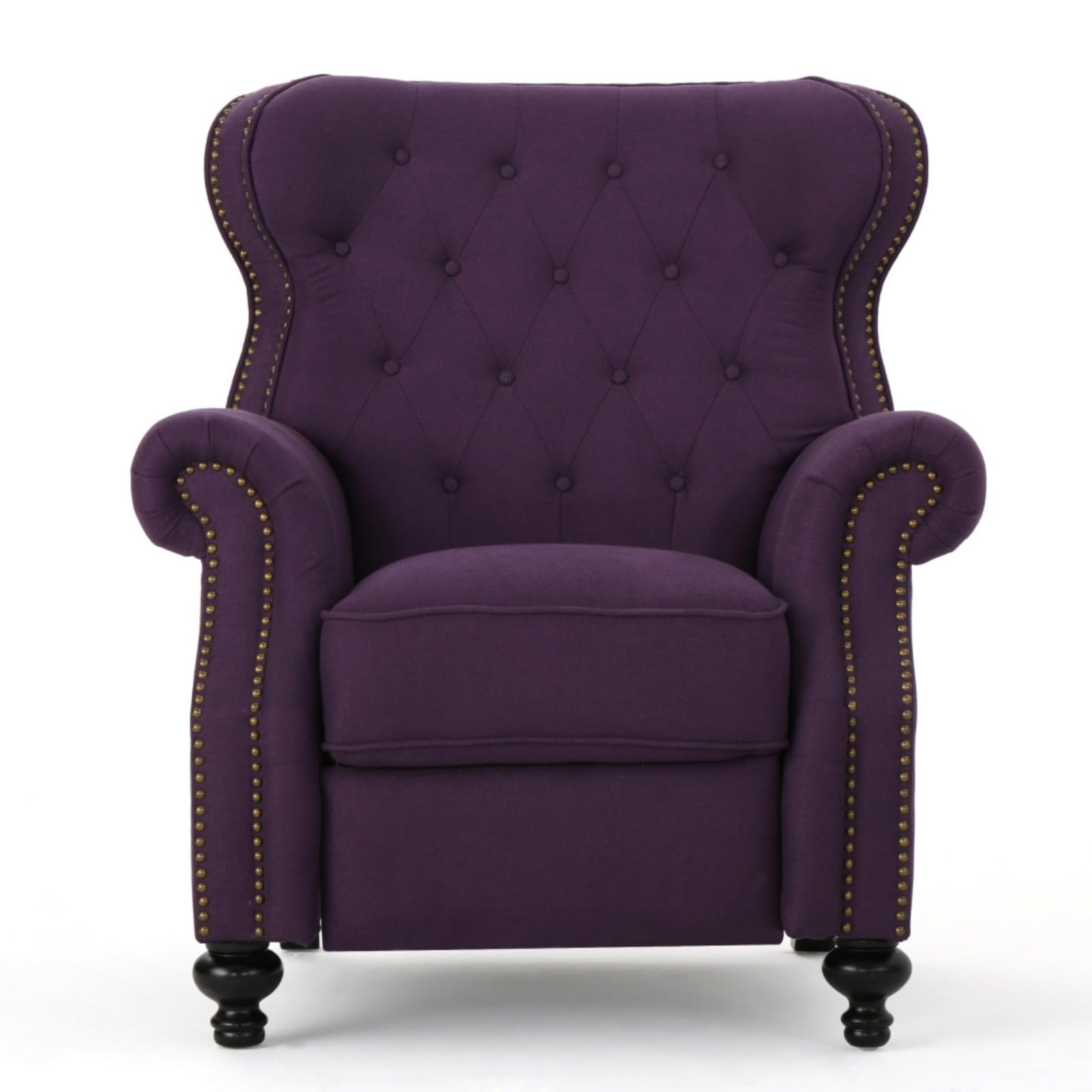 Wheloy Accented Push Back Recliner Chair with Rolled Arms in Plum, Enjoy Cocooning Comfort,Living Room Furniture Chesterfield Sofa Chair (Plum)