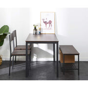 Dining Table Set with Bench and Chairs for 3-4 Persons
