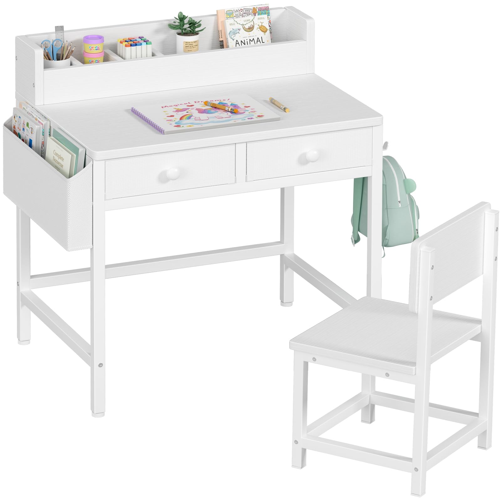 Kids Desk and Chair Set with Storage