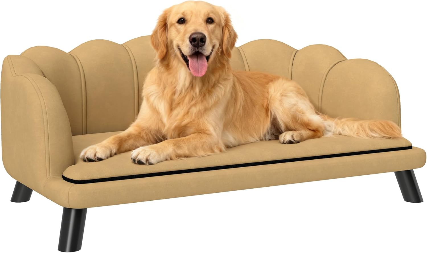 Velvet Large Dog Couch with Foam Cushion