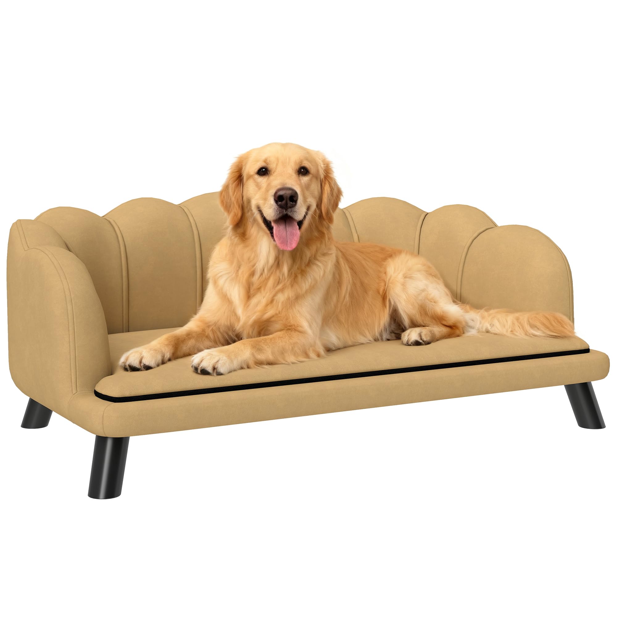 Velvet Large Dog Couch with Foam Cushion