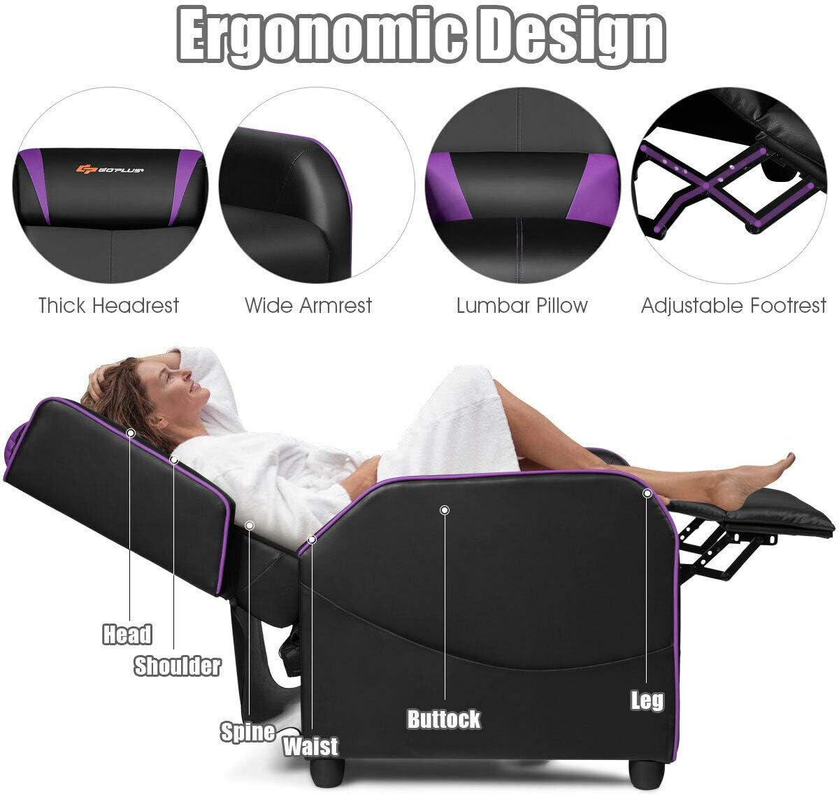 Adjustable Gaming Recliner with Massage