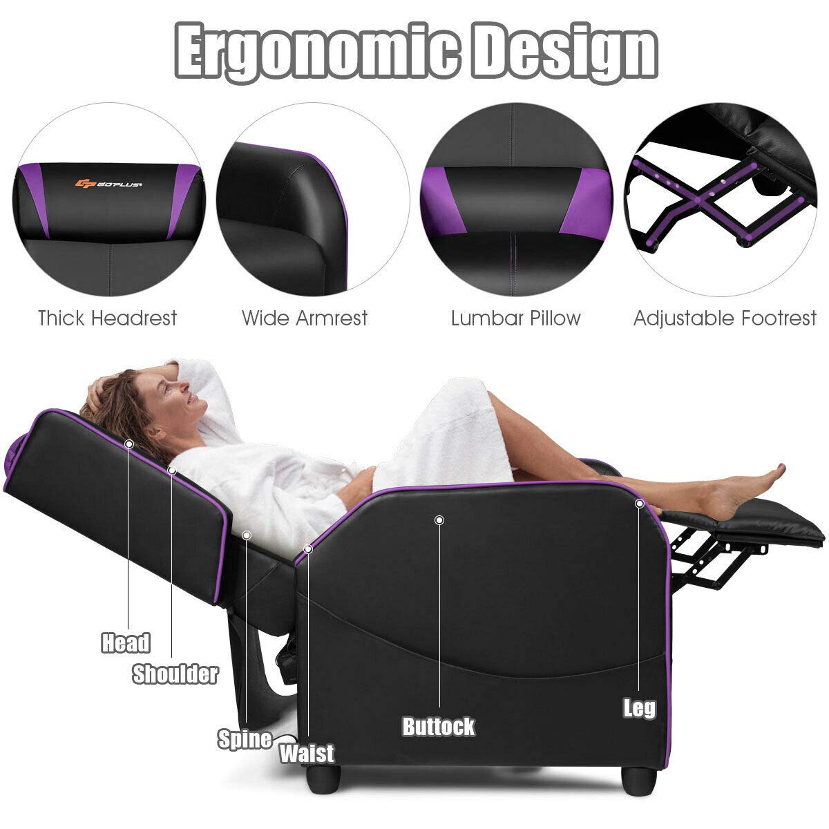 Adjustable Gaming Recliner with Massage