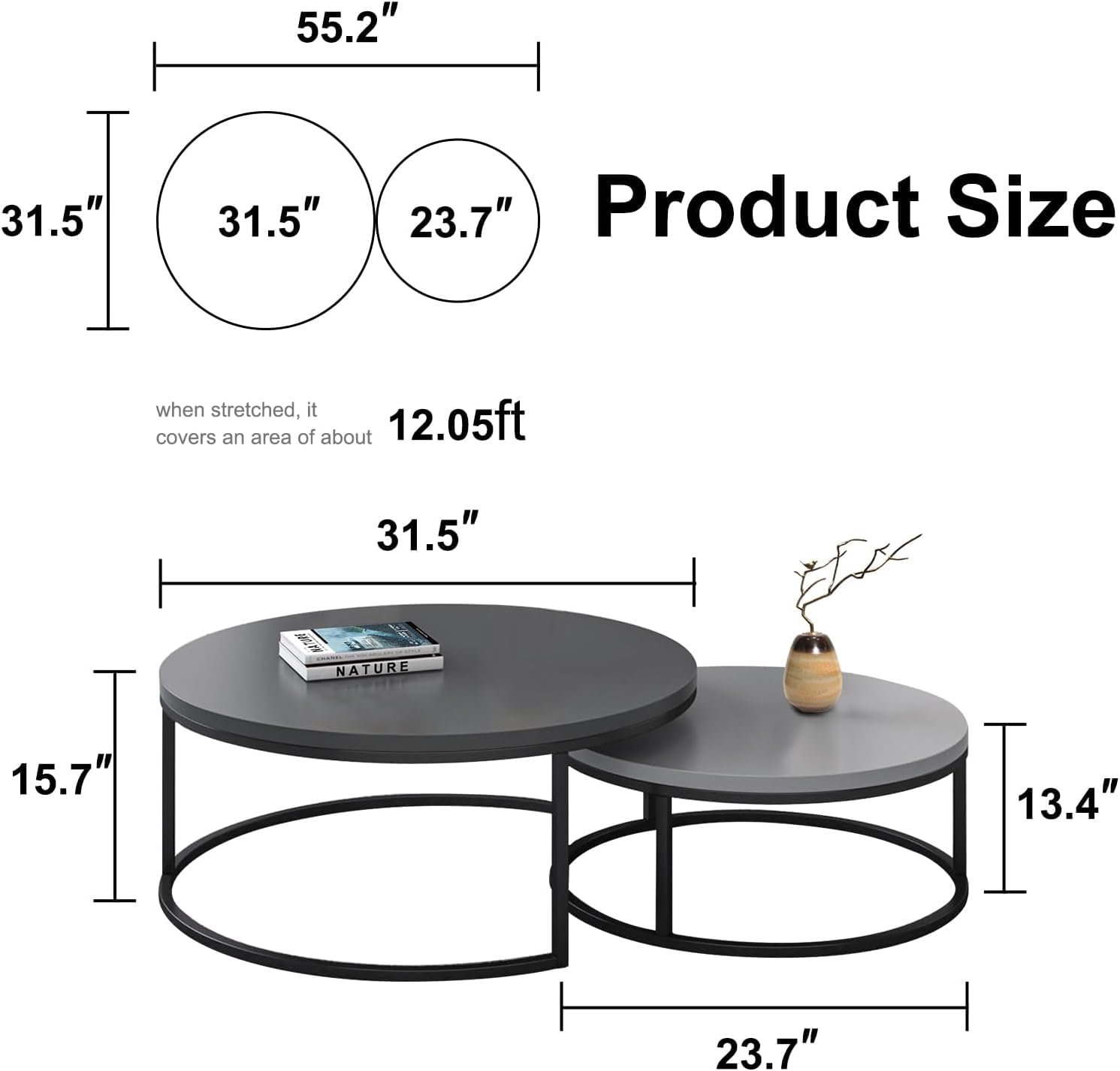 Round Nesting Coffee Table Set of 2