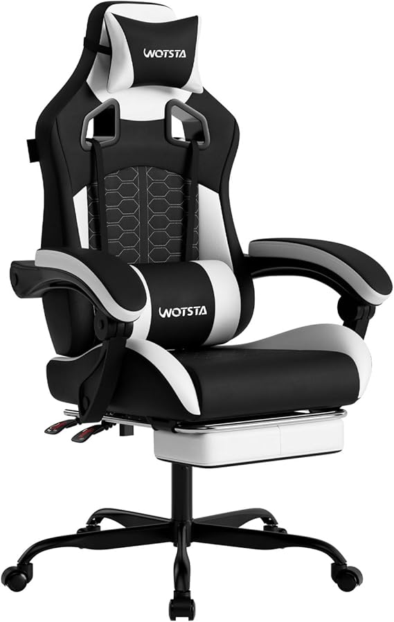 Ergonomic Gaming Chair with Massage and Footrest