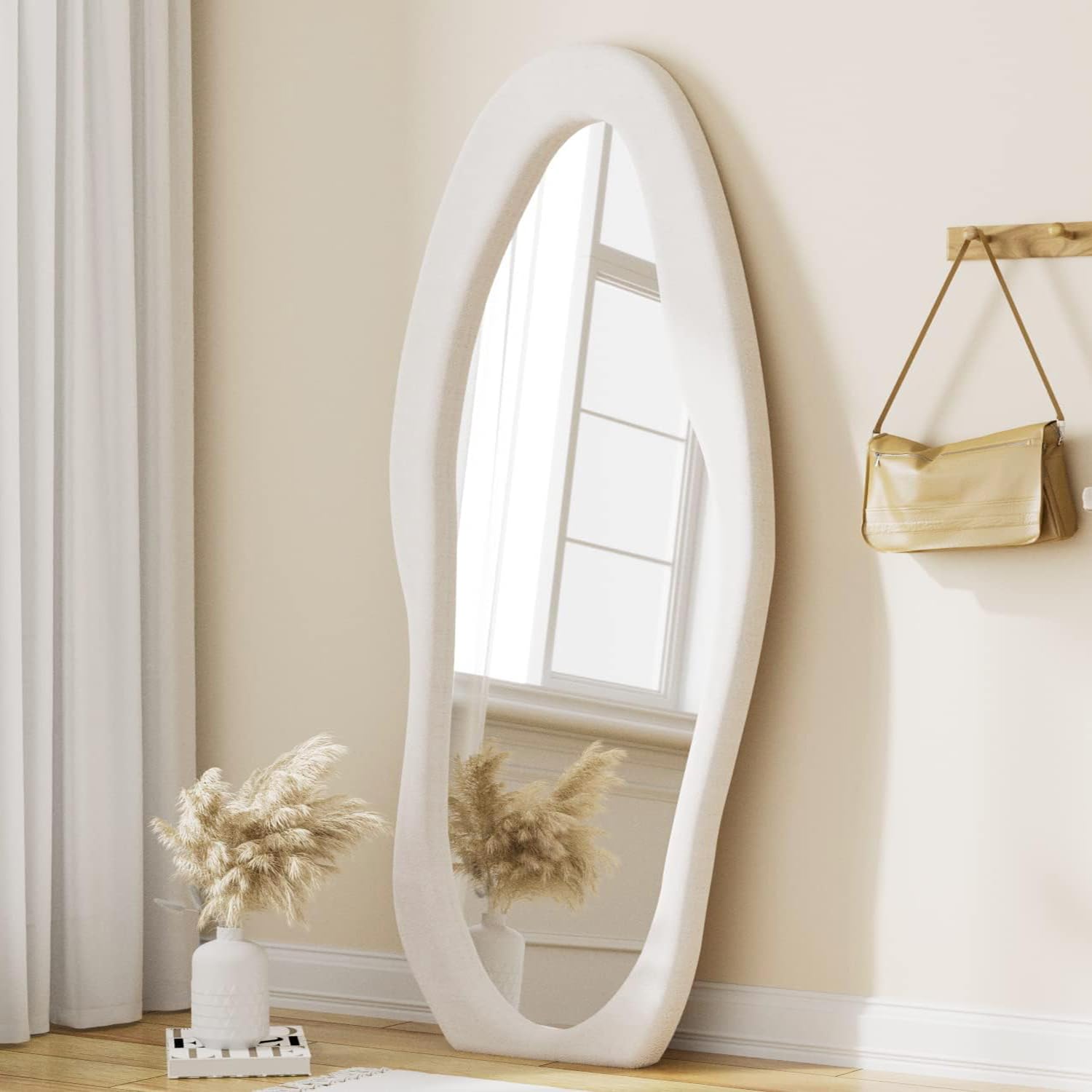 63" x 24" Wavy Full Length Mirror White