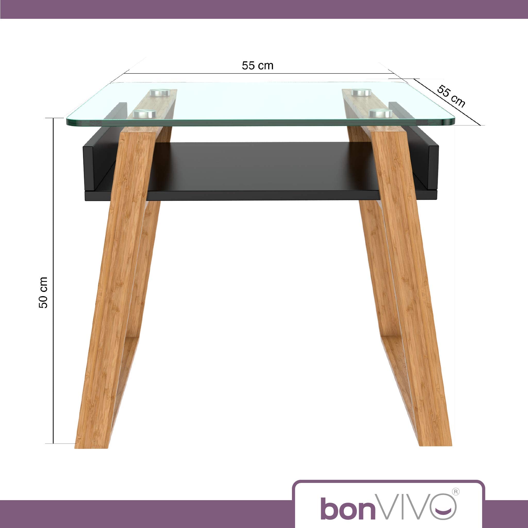 Pablo Glass Top Coffee Table with Bamboo Legs