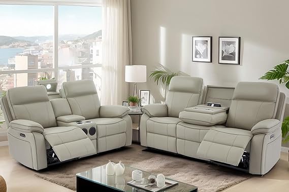 Power Reclining Loveseat with LED Light and Bluetooth Speakers
