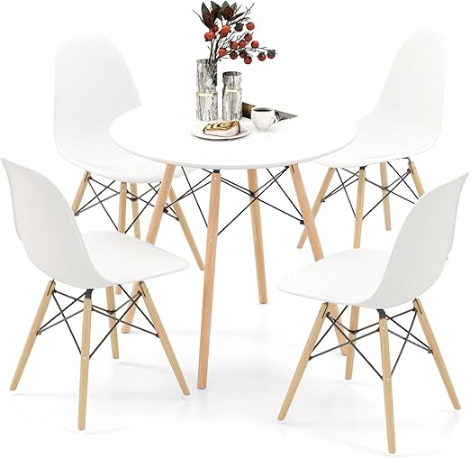 Round Dining Table Set for 2 with Cushioned Chairs