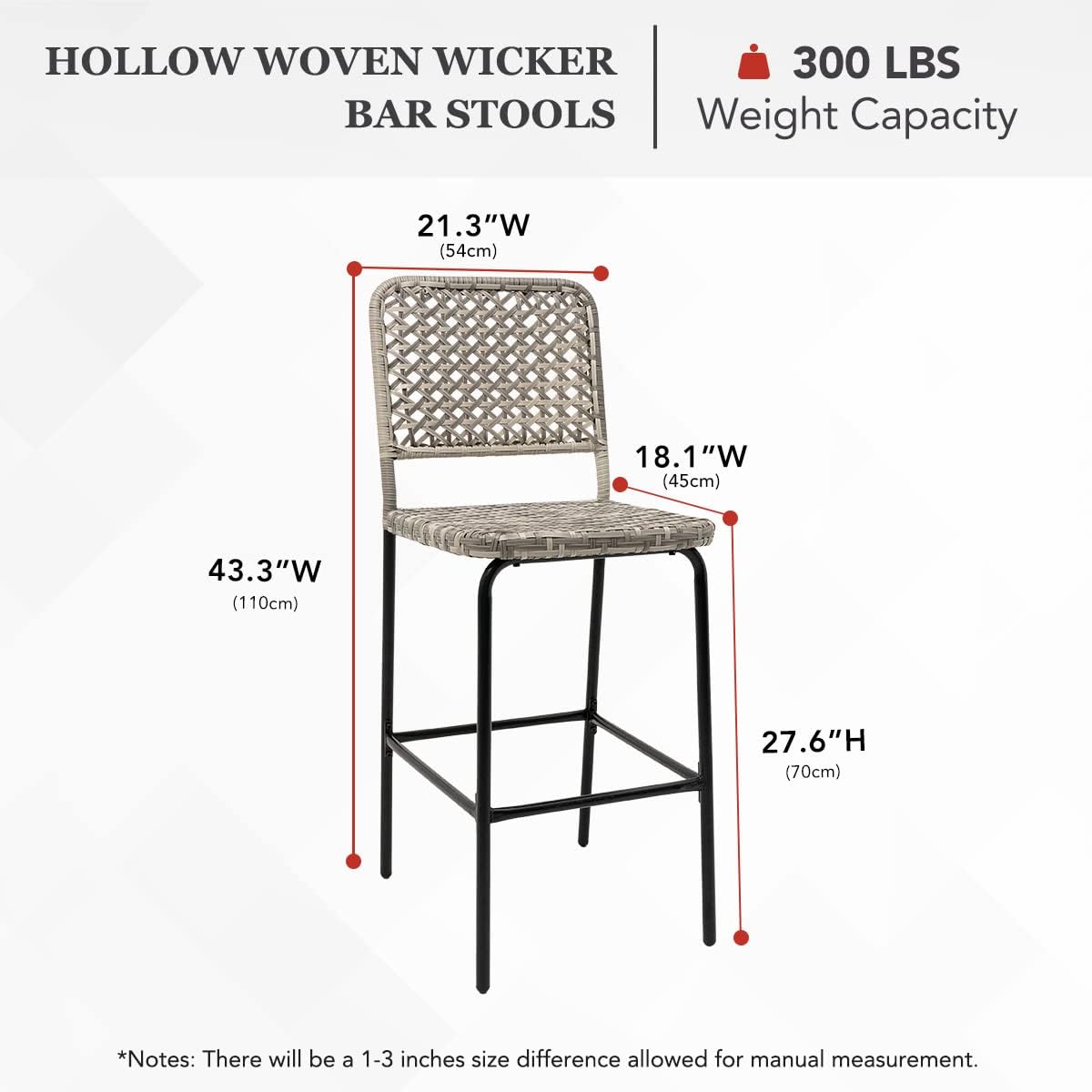 Outdoor Wicker Bar Stools Set of 2