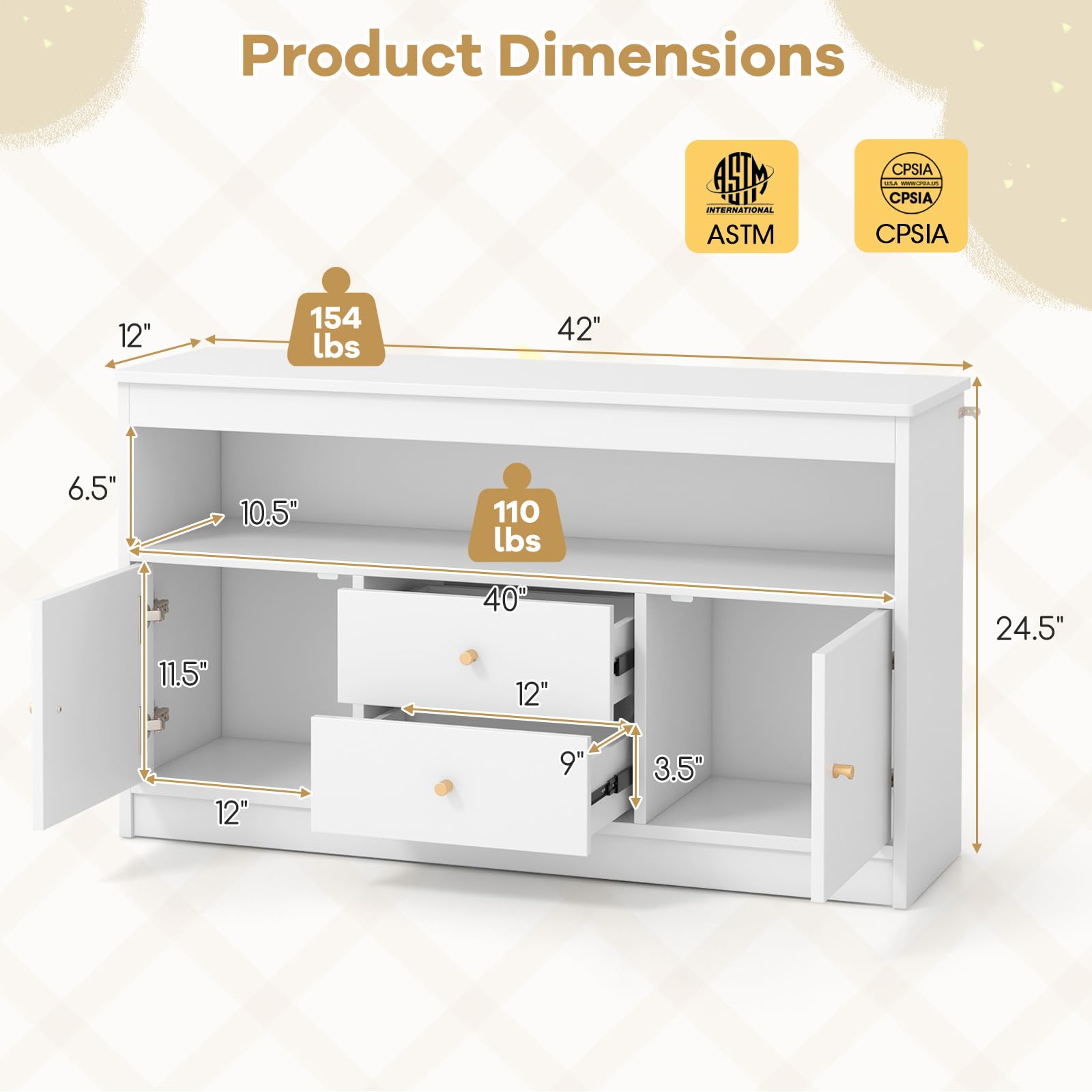 Kids Toy Storage Cabinet with Drawers and Shelves