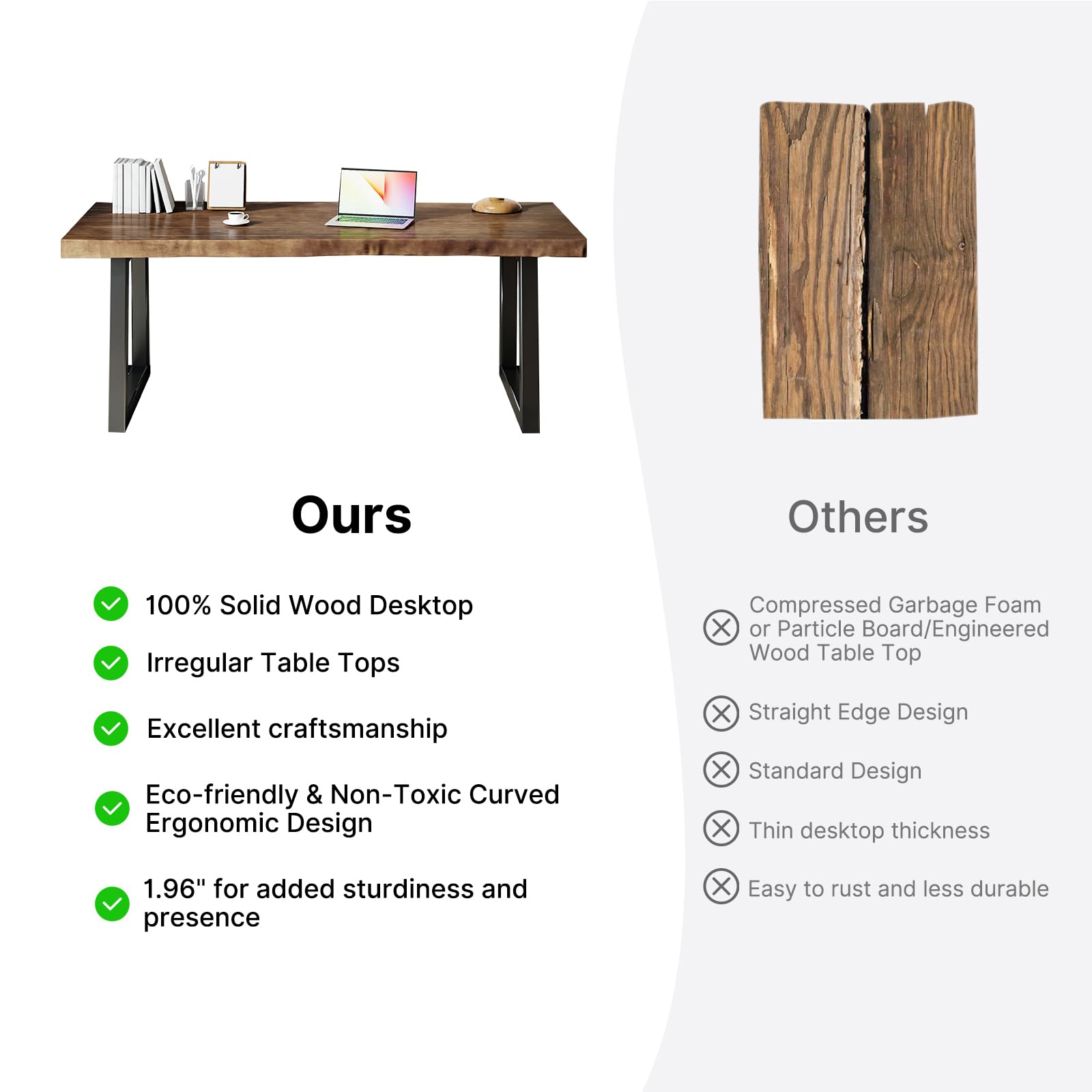 Solid Wood Office Desk with Live Edge