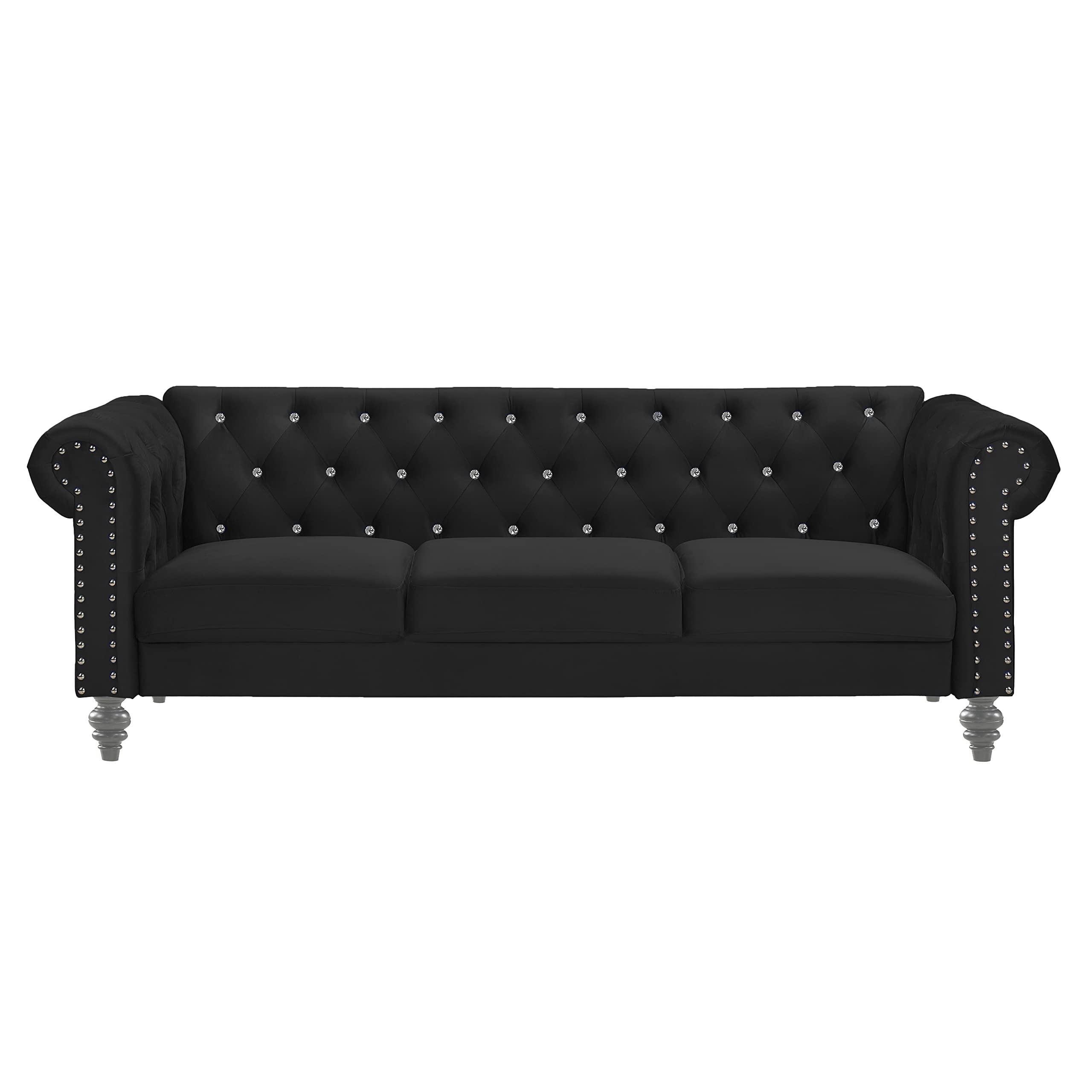 Velvet Chesterfield Sofa with Crystal Tufting