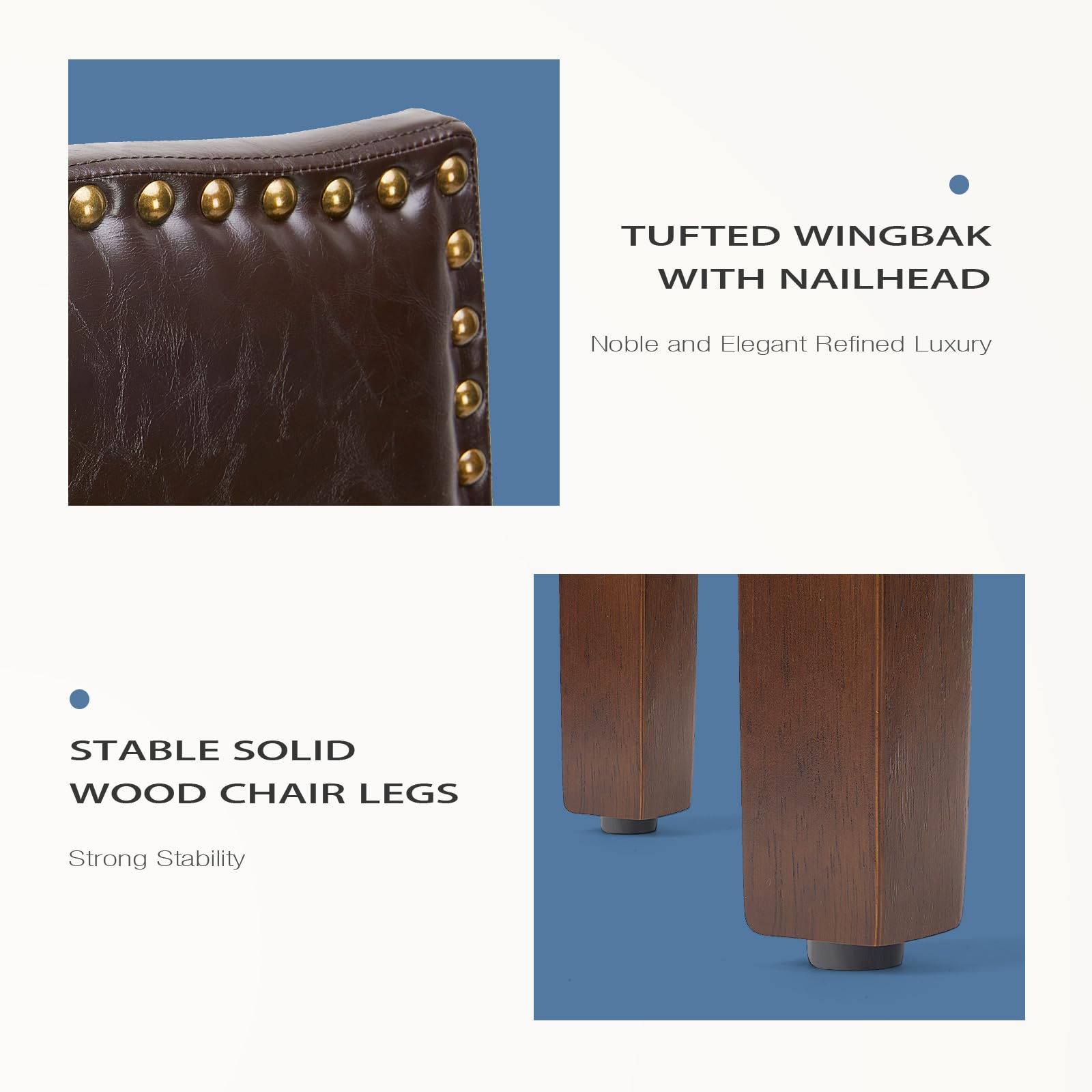 Dining Chairs Set of 6 with Padded Seat and Wooden Legs