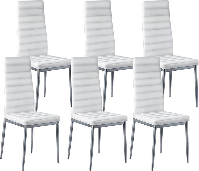 Upholstered Dining Chairs Set of 6 with Metal Legs
