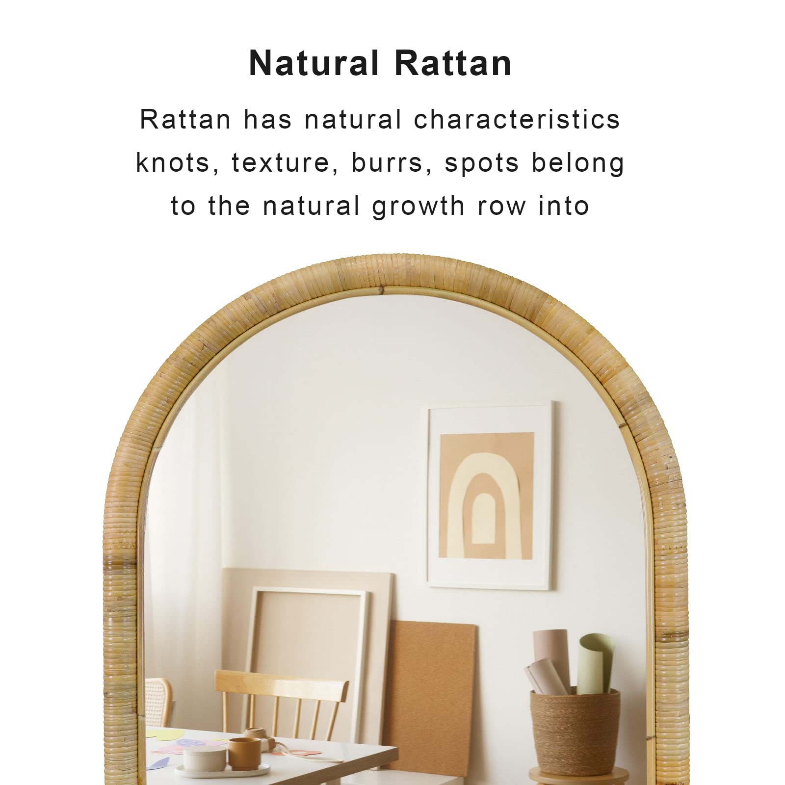 Arched Rattan Full Length Mirror